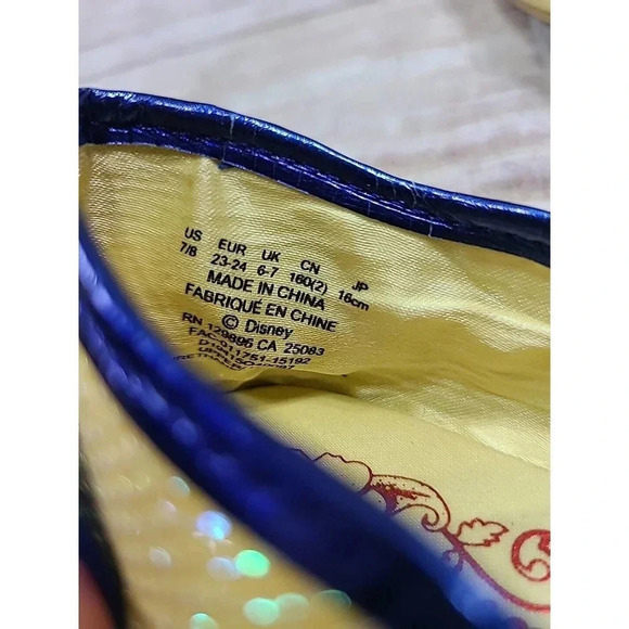 Disney Store Snow White Costume Dress Up Children's Shoes US 7/8 Gold Blue - Picture 10 of 11